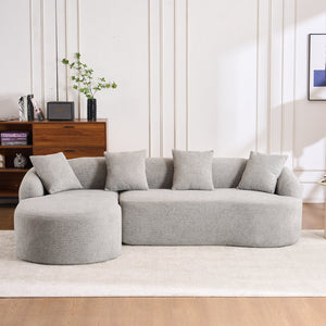 English Elm Boneless L-Shape Sectional Sofa with Curved Chaise Modern Modular Chenille Couch 30D Foam Comfort Lounge Elegance for Living Room Apartments Light Gray W2231S00010
