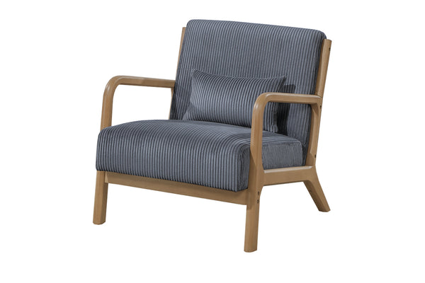 English Elm Dark Gray Modern Accent Chair with Corduroy Upholstery and Pillow, Low-Profile Reclined Design for Cozy Rooms B011P369876