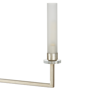 Courante Silver Chandelier - Elegant Champagne Metal Design with Crystal Bobeches & Frosted Glass