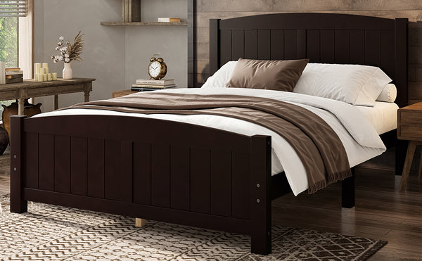 English Elm Full Metal Loft Bed with Sturdy Frame, Easy-Climb Ladder, Guardrails & Underbed Storage Space Espresso W1580P374311