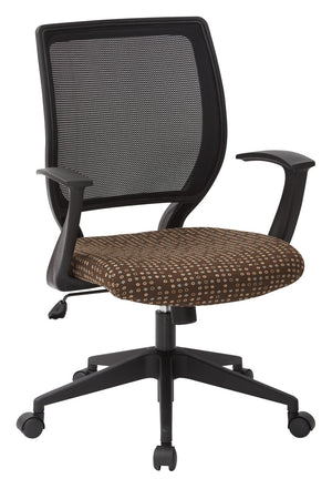 OSP Home Furnishings Screen Back Mesh Task Chair with Lumbar Support and T Arms for Home Office Use Cocoa EM51022N-K104