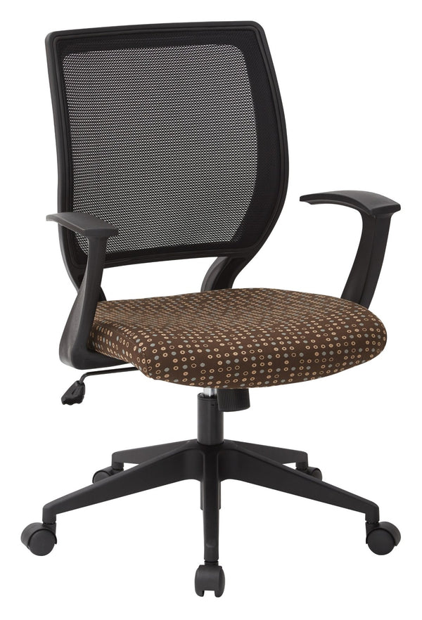 OSP Home Furnishings Screen Back Mesh Task Chair with Lumbar Support and T Arms for Home Office Use Cocoa EM51022N-K104