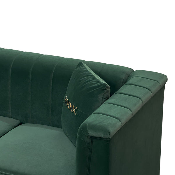 English Elm FX-P82-2PC Velvet Sofa Set of 2, Plush Tufted 3-Seater Sofas with Gold Legs for Stylish Living W576S00242