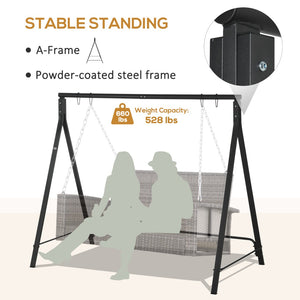 English Elm Outsunny Metal Porch Swing Stand - Heavy-Duty A-Frame With 528 Lbs Capacity For Outdoor Comfort W2225P174125-GIGA