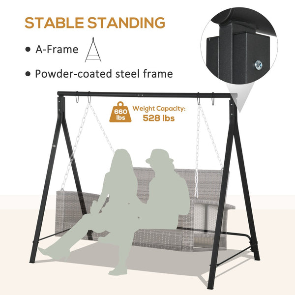 English Elm Outsunny Metal Porch Swing Stand - Heavy-Duty A-Frame With 528 Lbs Capacity For Outdoor Comfort W2225P174125-GIGA
