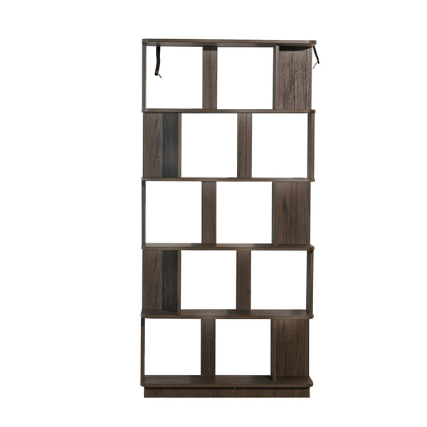 English Elm 31.5" Tall 5-tier Mdf Bookcase Slim Open Shelving Unit for Office Bedroom Living Room Dark Brown W2899P444163