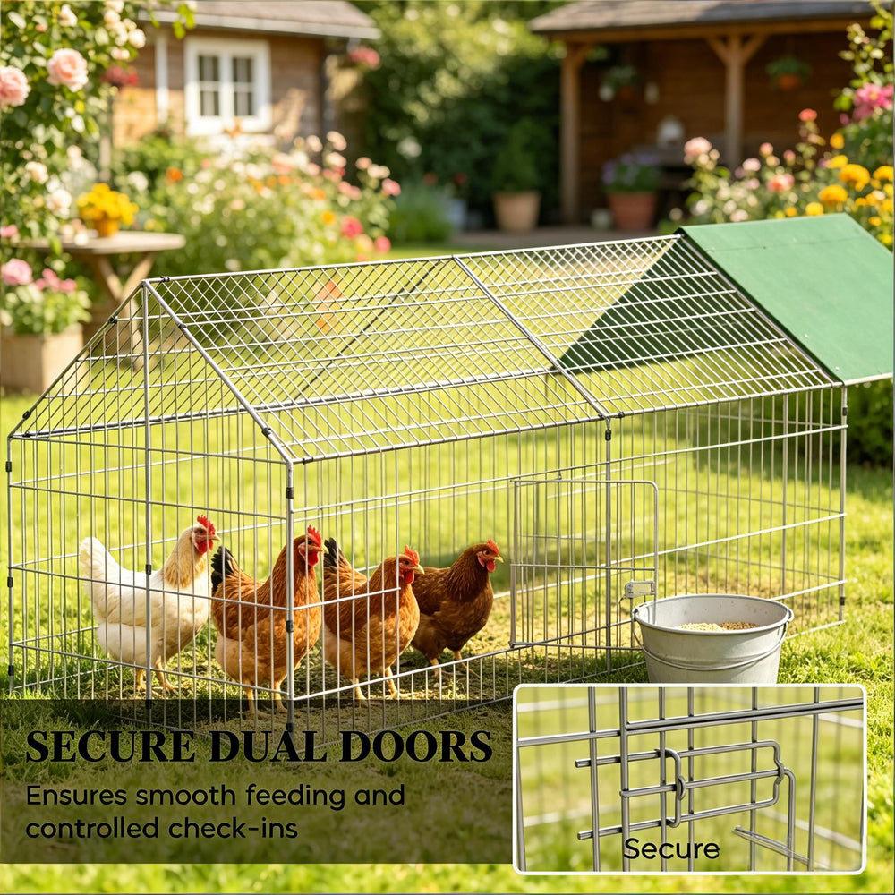 English Elm Outdoor Animal Run Enclosure with Steel Frame Canopy for Chickens Rabbits and Pets T3971P502083