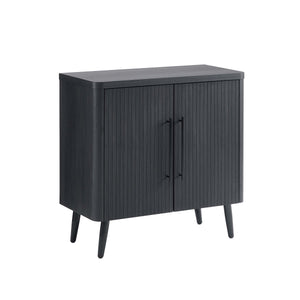 English Elm Jodie Fluted Accent Cabinet 31" — Ribbed Soft-Close Doors, Adjustable Shelves, Splayed Metal Legs Charcoal grey B365P397889