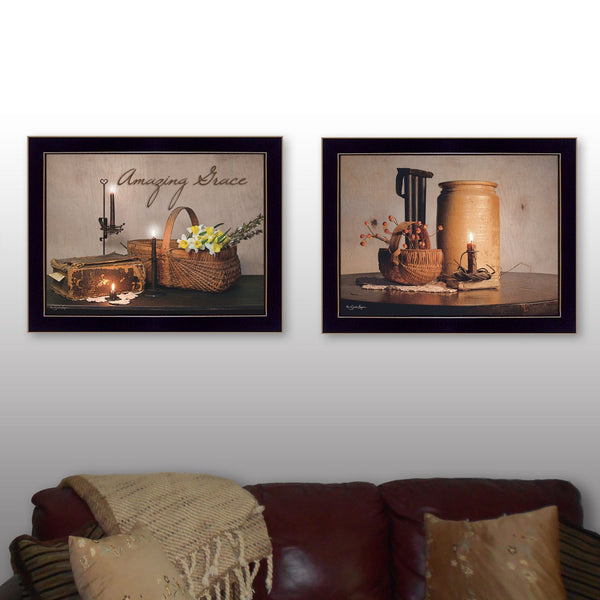 English Elm "amazing Grace" Susan Boyer 2 Piece Framed Canvas Wall Art Set for Modern Interiors B06786997