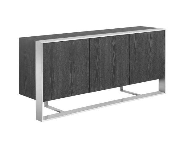 Sunpan Dalton Modern Sideboard - Stunning German Oak Veneer Design with Ample Storage for Any Space Stainless Steel / Grey