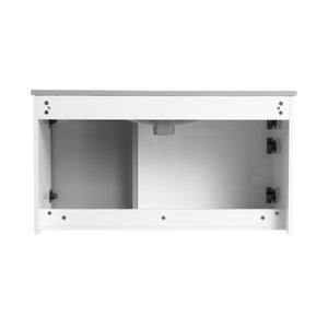 English Elm 36" Floating Bathroom Vanity Glossy White Frosted Glass Soft Close Plywood Cabinet W999P387170