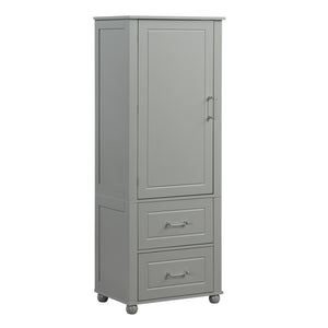 English Elm Tall Bathroom Storage Cabinet - Modern Grey Mdf Stand With Adjustable Shelf & 2 Drawers For Organization N725P241045E-GIGA