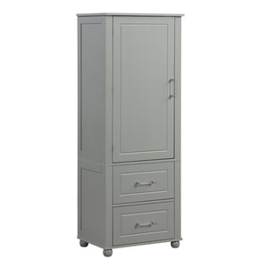 English Elm Tall Freestanding Bathroom Cabinet Two Drawers Adjustable Shelves Matte Mdf Storage Grey N725P407739E