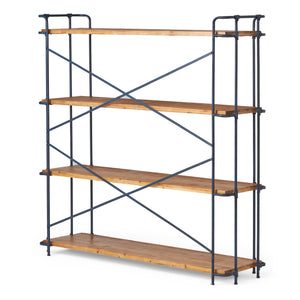 English Elm Christopher Knight Home® - YORKTOWN Industrial 4-Shelf Bookcase in Natural Wood & Black Frame — Sturdy Fir Shelves, Etagere Display 56501.00