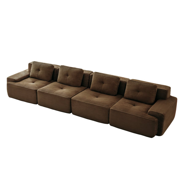 English Elm 153" Modern Modular Sectional Sofa - Plush Corduroy, Customizable 4-Seater, No Assembly, Elegant Design W714S01507