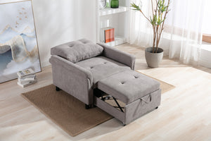 English Elm Francesca Woven Convertible Armchair Foam Pocket Coil Sleeper for Studio Spaces Gray B2749S00193