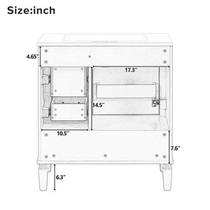 English Elm Traditional 30" Bathroom Vanity with Ceramic Basin, Soft-Close Door & Drawers, Gold Handles, Durable Wood Finish Black N729P184479B
