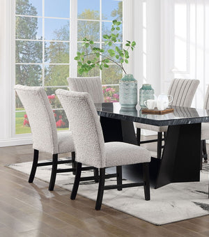 English Elm Unique Gray Boucle Parson Chairs Set of 2 with Vertical Pleats, Black Wood Legs, Modern Dining Accent B011P234754