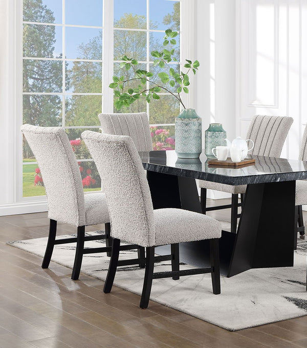 English Elm Unique Gray Boucle Parson Chairs Set of 2 with Vertical Pleats, Black Wood Legs, Modern Dining Accent B011P234754