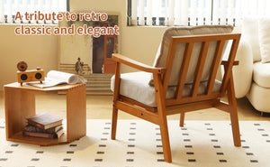 English Elm Cute Fabric Armchair Solid Wood Frame Compact Upholstered Seat for Bedroom or Apartment Grey W2105P420766