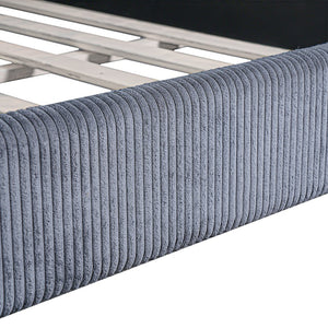 English Elm Full Size Upholstered House Daybed With Led Light Strips, Cozy Grey Corduroy For Stylish Spaces N7500001335E