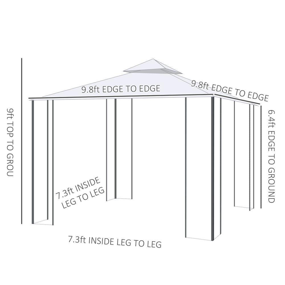 English Elm Gazebo Double Tier Vented Canopy with Steel Frame Mesh Walls and Weather Resistant Cover T3971P384577