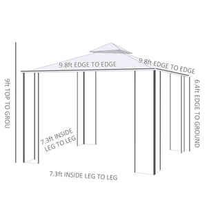 English Elm Gazebo Double Tier Vented Canopy with Steel Frame Mesh Walls and Weather Resistant Cover T3971P384577