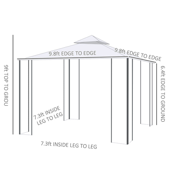 English Elm Gazebo Double Tier Vented Canopy with Steel Frame Mesh Walls and Weather Resistant Cover T3971P384577