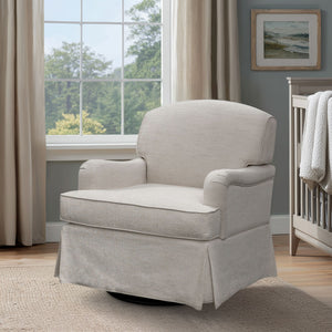 JLA Home Martha Stewart - Swivel Melody Glider Chair — Jacquard Greek Key Upholstery, Pocket Spring Seat, Timeless Skirted Design MT103-0189