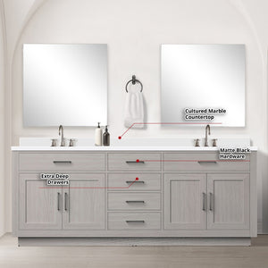 English Elm White Oak Double Bath Vanity Set With Cultured Marble Top, Mirrors & Faucets - Stylish & Durable! B2731S01819-GIGA