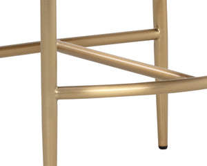 Sunpan Heloise Counter Stool - Elegant Faux Leather Design With Gold Stainless Steel For Modern Dining Spaces Brown Faux Leather 112064