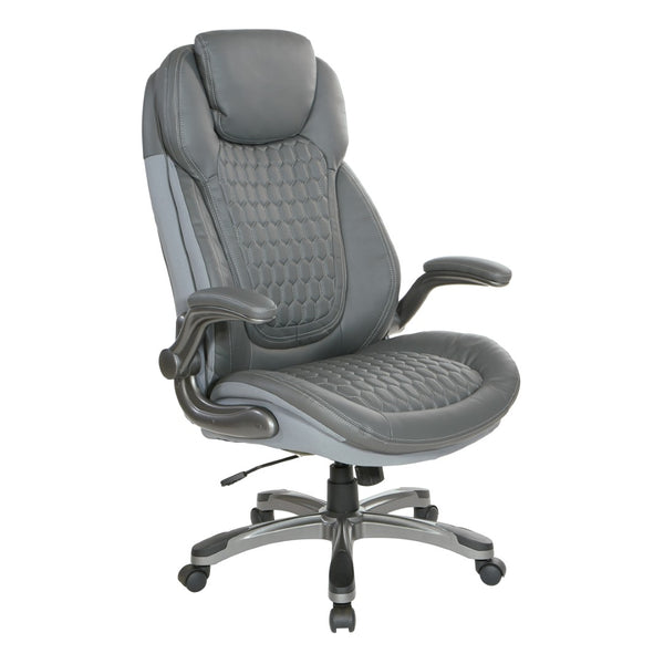 OSP Home Furnishings Bonded Leather Executive Chair with Lumbar Support Ergonomic Seating for Home Office ECH620867-EC2