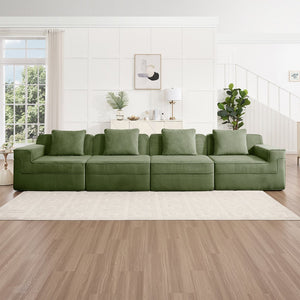 English Elm Modular 4-Seat Boneless Sofa - Cloud Sectional Couch With Plush Corduroy & Customizable Comfort W3041S00334