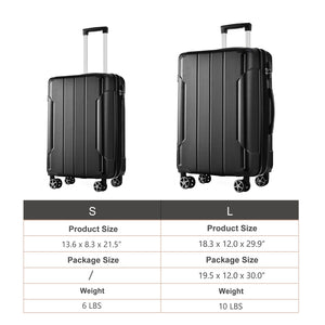 English Elm Hardshell Abs 2 Piece Luggage Set with Tsa Lock Spinner Wheels Carry on Travel Black N730P306666B