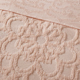 Madison Park Laetitia Shabby Chic Tufted Cotton Chenille Medallion Fringe Coverlet Mini Set MP13-5880 Blush