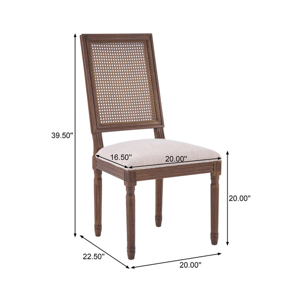 English Elm [set of 2] Cane Back Dining Chairs Solid Rubberwood Fluted Legs Weathered Farmhouse Style N767P263678B