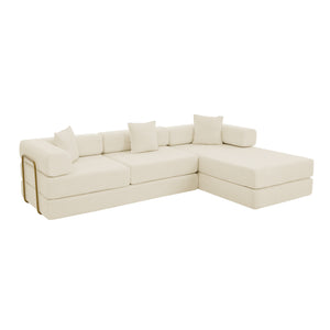 English Elm 108'' Modular Cloud Sectional Corduroy Couch with Fold Flat Backrest for Living Rooms Beige W1117S00291