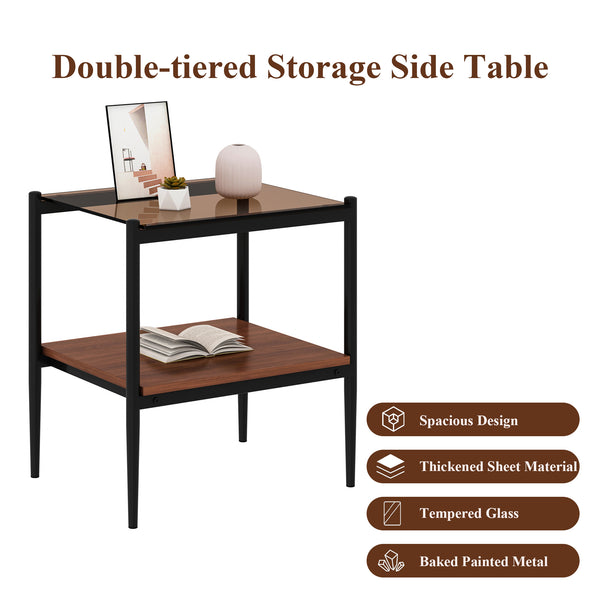 English Elm Coffee Table And End Tables Set Of 3 – Modern Brown Glass & Mdf Design For Chic Living Room Style W241S00043