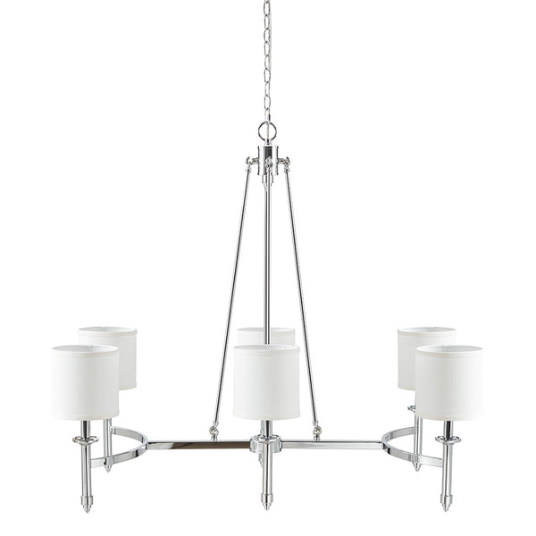 English Elm 6-light Drum Shade Chandelier with Fabric Shades and Iron Frame, 39" Wide Hanging Statement Fixture Chrome 43.88 L x 20.5 W x 11.75 H B035P264527