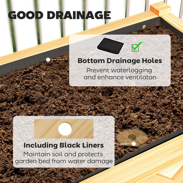 English Elm Outdoor Raised Planter Box with Drainage Reservoir for Herbs Vegetables Balcony T3971P422310
