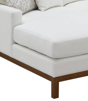 English Elm Valiant Ivory Chenille Sectional Sofa with Pocket Coil Seating, 4 High-Density Foam Pillows B2726S00265