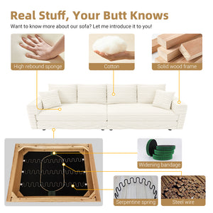 English Elm 102.4" Plush Corduroy 4-Seat Sofa - Modern Cloud Couch With Movable Ottoman For Ultimate Comfort & Style W1885S00108