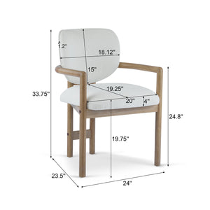 English Elm Christopher Knight Home® - Dining Upholstered Arm Chairs Set of 2 — Rubber Wood Frame, King Louis Backrest, Breathable Fabric Seats, 300 lb Capacity White N779P233060W