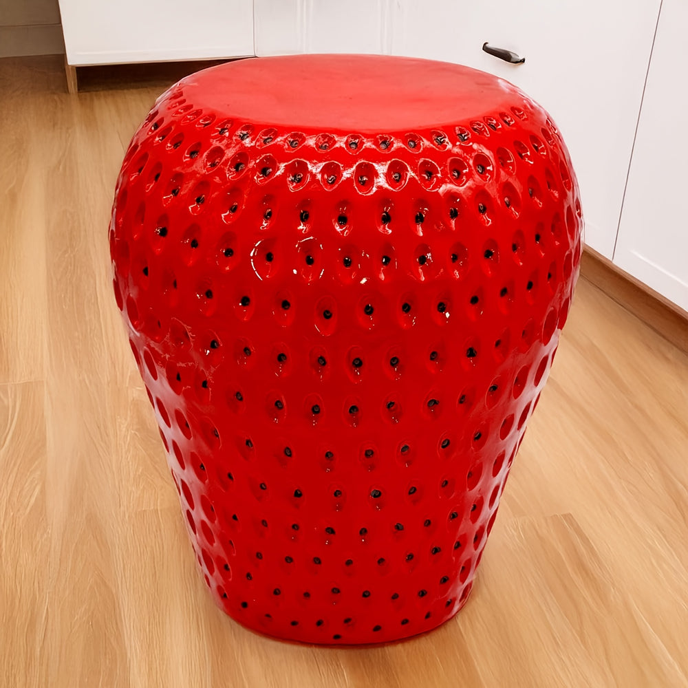 English Elm Yellow Lemon Shaped Resin Stool Playful Citrus Accent for Patio Sunroom or Kitchen W5709P490978