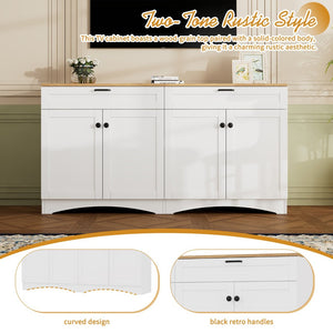 English Elm On-Trend 3-Piece Rustic Farmhouse Tv Stand With Adjustable Shelves & Storage For 70" Tvs, White N721S000045K-GIGA