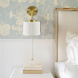 English Elm White Ceramic Wall Sconce Gold Adjustable Swing Arm, Porcelain Shade, 12.5"H, Modern Glam Light Fixture B035P264534