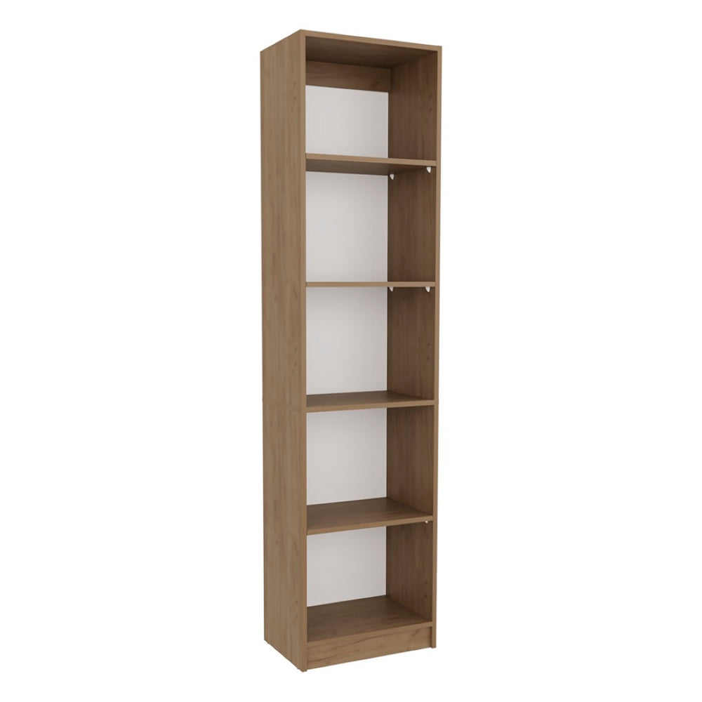English Elm Verdi Bookcase Eco - 5-Shelf Macadamia & White Storage Solution For Stylish Compact Spaces B092P315586-GIGA