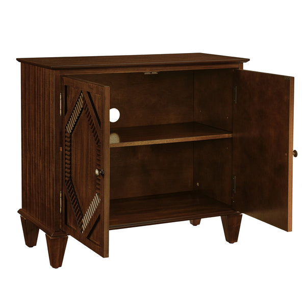 English Elm 33.6" Retro Wooden Sideboard with Fluted Diamond Panels, Mid-Century Console for Living Areas Walnut W1801P346234