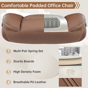 English Elm Leather Executive Desk Chair with Flip up Armrests Lumbar Support and Spring Cushion Brown T5339P459854