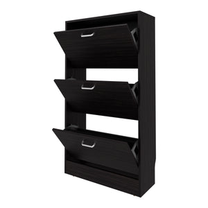 English Elm PIECES Slim Vertical Shoe Rack with 3 Flip-Down Compartments, Scratch-Resistant Melamine, Modern Organizer Wenge 50 L x 24 W x 6 H B128P387074
